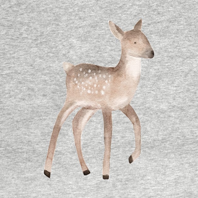 Handpainted watercolor cute spotted forest baby deer by TinyFlowerArt